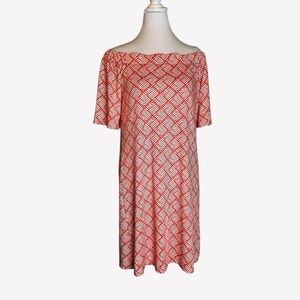 Escapada Off Shoulder Dress Tunic Shift Size S Soft Orange Resortwear Coastal